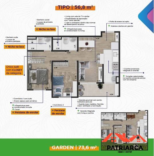 Apartamento à venda com 2 quartos, 58m² - Foto 5